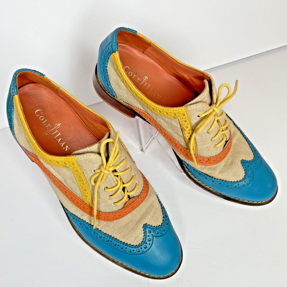 Cole Haan Shoes - COLE HAAN Women's Wingtip Oxford Lace up Turquoise Orange Yellow D37780 7 -1/2 B